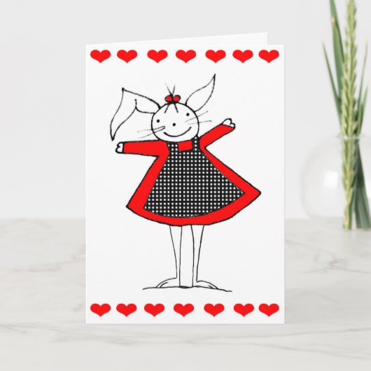 Carte d'amour de lapin joyeux (Devant)