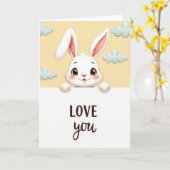 Carte d'amour de lapin mignon (Fleur jaune)