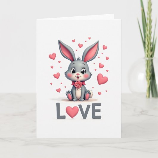 Carte d'amour de lapin pour la Saint-Valentin (Devant)