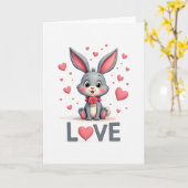 Carte d'amour de lapin pour la Saint-Valentin (Fleur jaune)