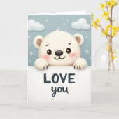 Carte d'amour de l'ours mignon (Fleur jaune)