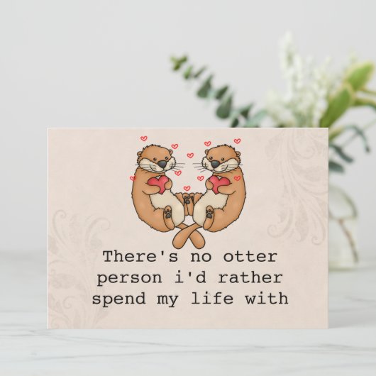 Carte d'amour de loutre mignonne pour mari/femme/p (Debout devant)