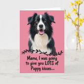 Carte d'amour de maman pour chiot rose (Fleur jaune)