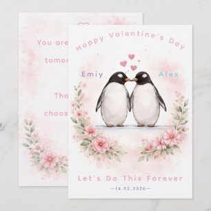 Carte d'amour de manchot – Amour mignon et Saint-V
