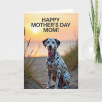 Carte d'amour de mère canine au coucher du soleil
