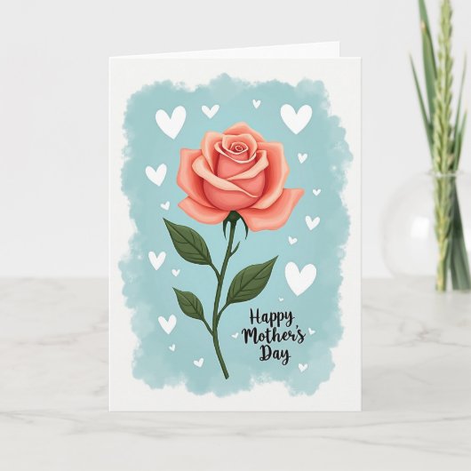 Carte d'amour de mère Rose Corail (Devant)