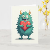 Carte d'amour de monstre mignon (Fleur jaune)