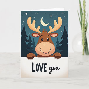 Carte d'amour de Noël au renne