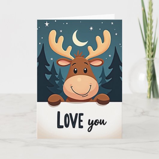 Carte d'amour de Noël au renne (Devant)
