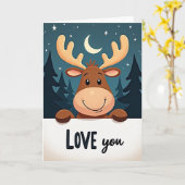 Carte d'amour de Noël au renne (Fleur jaune)