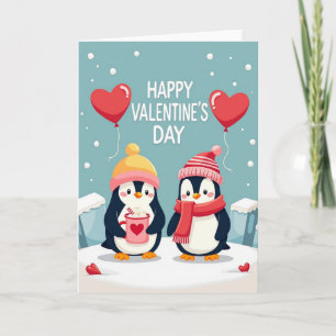 Carte d'amour de pingouin pour la Saint-Valentin