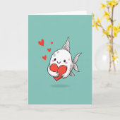 Carte d'amour de poisson cœur (Fleur jaune)