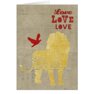 Carte d'amour de silhouette de lion