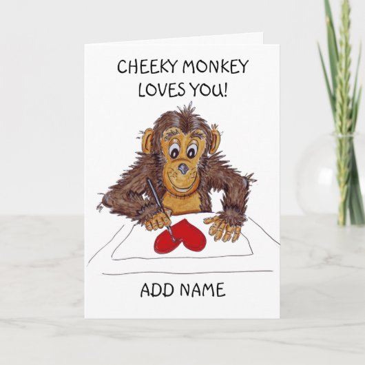 Carte d'amour de singe Cheeky (Devant)