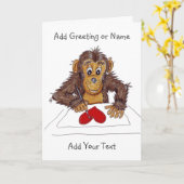 Carte d'amour de singe espiègle (Fleur jaune)