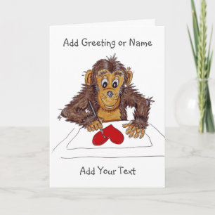 Carte d'amour de singe espiègle
