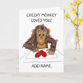 Carte d'amour de singe espiègle (Fleur jaune)