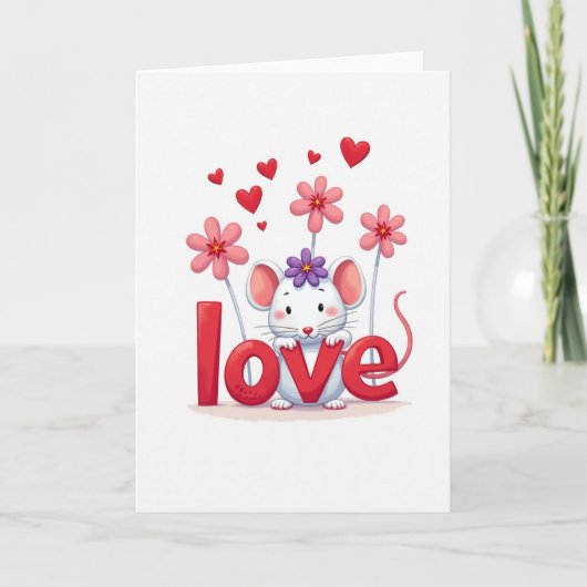 Carte d'amour de souris mignonne (Devant)