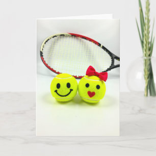 Carte d'amour de tennis enjoué