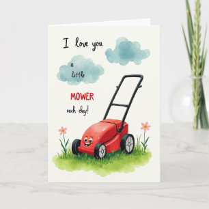 Carte d'amour de tondeuse à gazon à l'aquarelle