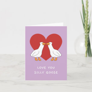Carte d'amour d'oie ridicule