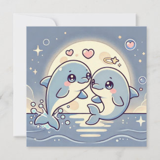 Carte d'amour Dolphin Lune