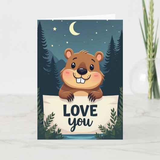 Carte d'amour Douce Castor (Devant)