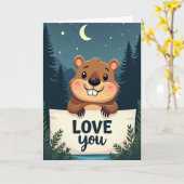 Carte d'amour Douce Castor (Fleur jaune)