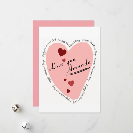 Carte d'amour du coeur Heureuse Sainte-Valentin (Devant/Arrière en situation)