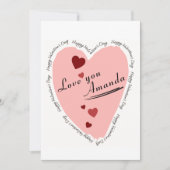Carte d'amour du coeur Heureuse Sainte-Valentin (Devant)