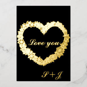 Carte d'amour en feuille d'or