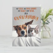 Carte d'amour et d'amitié avec chien et chat (Debout devant)