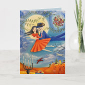 Carte d'amour éternel squelette et femme d'art fan (Devant)