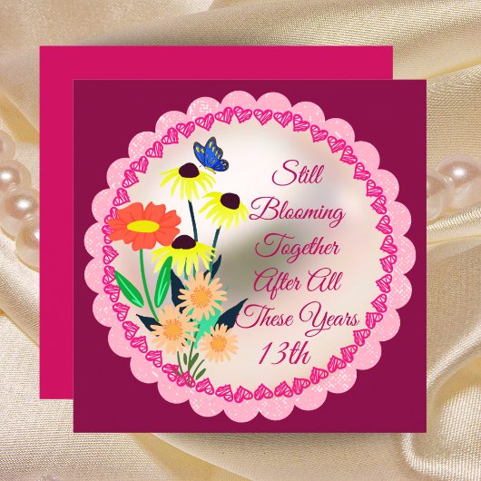 Carte d'amour Fleur sauvage du 13e anniversaire po