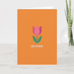 Carte d'amour fleuri orange "Je t'aime plus"
