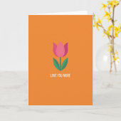 Carte d'amour fleuri orange "Je t'aime plus" (Fleur jaune)