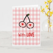 Carte d'amour Gingham Cerise (Fleur jaune)