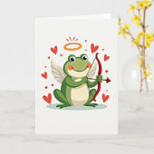 Carte d'amour Grenouille Cupidon (Fleur jaune)