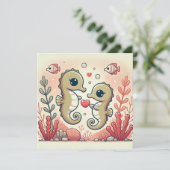 Carte d'amour Hippocampe de récif de corail (Debout devant)