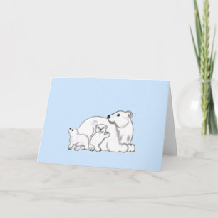 Carte d'amour hivernal de famille d'ours polaire
