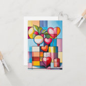 Carte d'amour inspirée du cubisme (Devant/Arrière en situation)