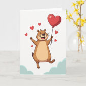 Carte d'amour Joyeuse de la Marmotte (Fleur jaune)
