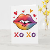 Carte d'amour Lips Xo Xo Rainbow (Fleur jaune)