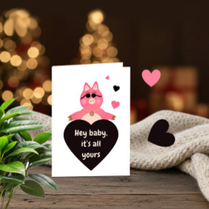 Carte d'amour ludique avec cochon cool