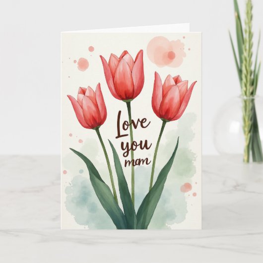Carte d'amour maternel teinté de rose (Devant)