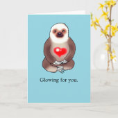 Carte d'amour mignonne Sloth avec coeur (Fleur jaune)