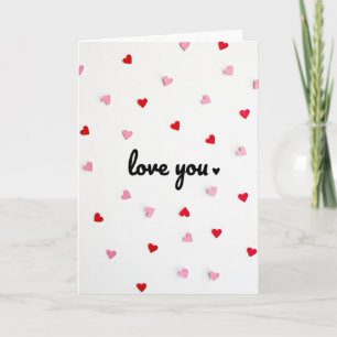 Carte d'amour Minimaliste Cœurs en Papier