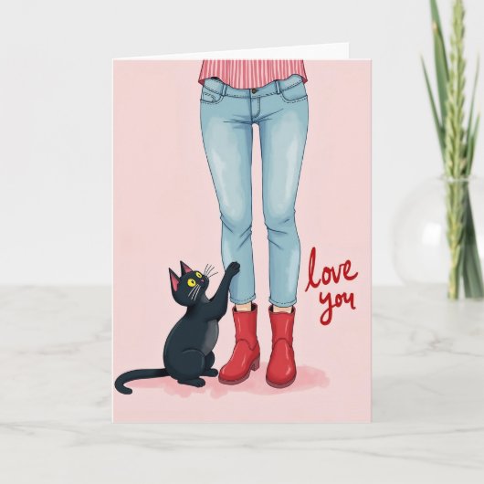 Carte d'amour pour chat noir (Devant)