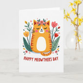 Carte d'amour pour chat orange mat (Fleur jaune)