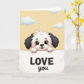 Carte d'amour pour chien décoiffé (Fleur jaune)